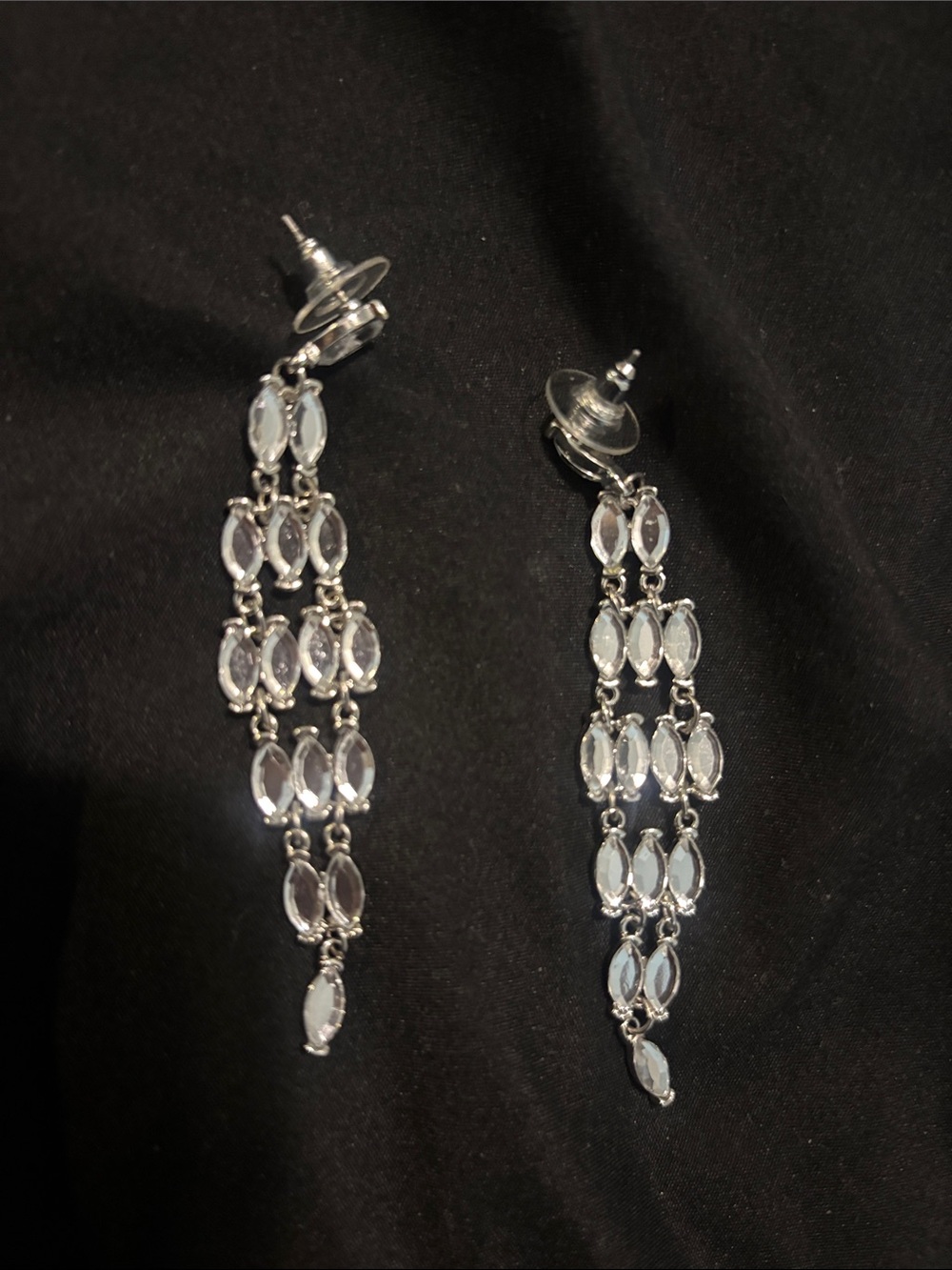 Silver-Tone White Opal Marquise Drop Earrings - Women Jewelry